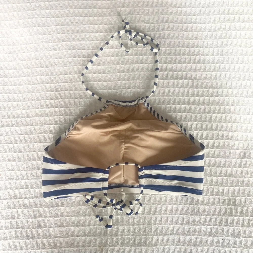 J. Crew navy and white Striped Halter Bikini Top size medium